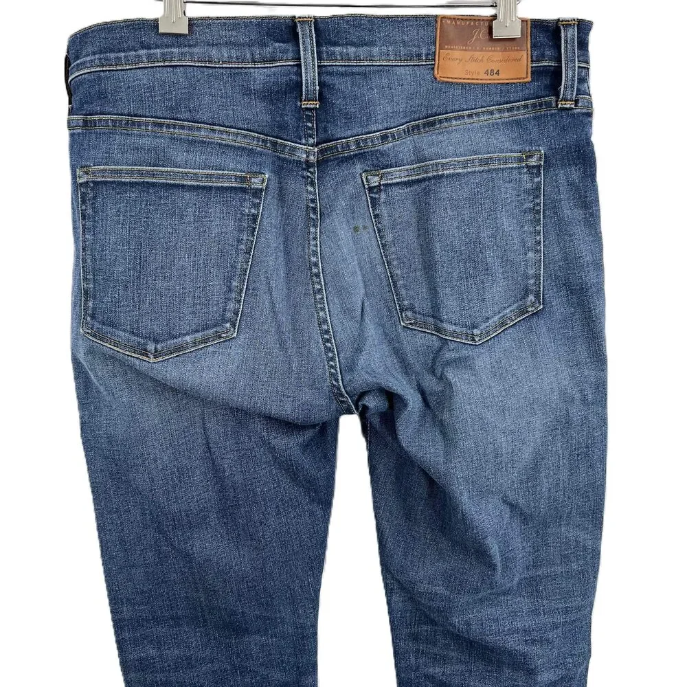 J. Crew Medium Wash 484‎ Slim Denim Jeans Zip Fly 5 Pocket Men Size W34 L34